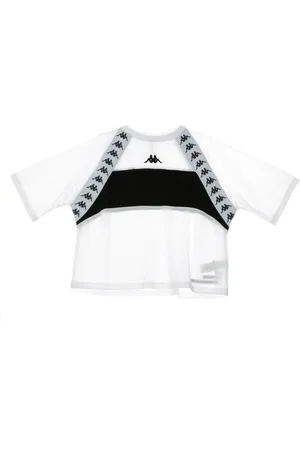 Kappa Koszulki, Kobieta, Biały, L, Autentyczna Biała Czarna Koszulka Streetwear Bapoka