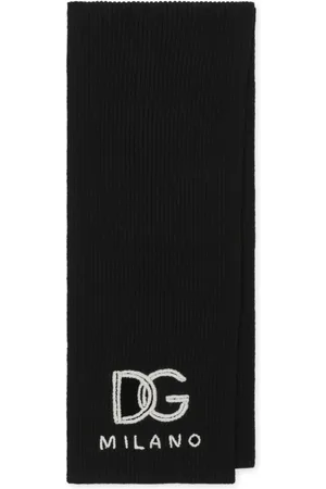 Dolce & Gabbana Akcesoria, Mężczyzna, Czarny, ONE SIZE, Kaszmir, Czarny Szal z Logo Haftowanym na Kaszmirze