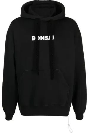 BONSAI Bluzy, Mężczyzna, Czarny, M, Czarna bawełniana bluza z nadrukiem logo