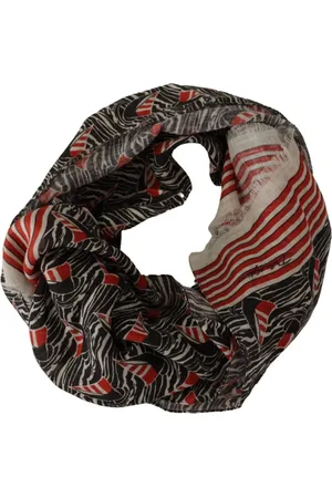 Dolce & Gabbana Akcesoria, Mężczyzna, Czarny, ONE SIZE, Męski Szal z Paskami z Lnu