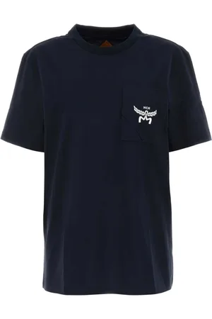 MCM Koszulki, Kobieta, Niebieski, M, Granatowy bawełniany t-shirt