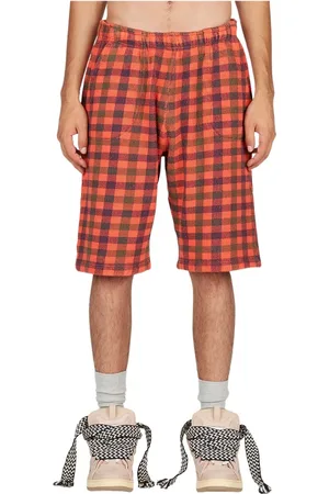ERL Szorty, Mężczyzna, Pomarańczowy, L, Krata Fleece Bermuda Shorts