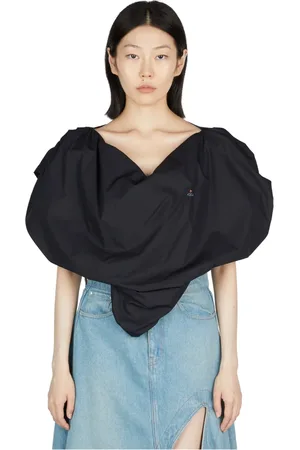 Vivienne Westwood Bluzki, Kobieta, Czarny, S, Haftowane bawełniane top z sercem
