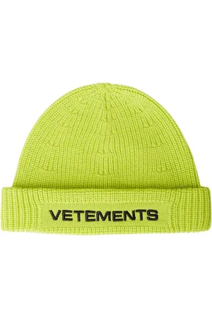 Vetements Akcesoria, Kobieta, Żółty, S, Wełniana Logo Czapka Beanie