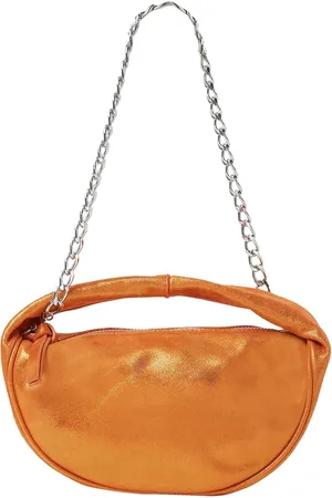 By Far Torebki, Kobieta, Pomarańczowy, ONE SIZE, Metaliczna torba na ramię Baby Cush