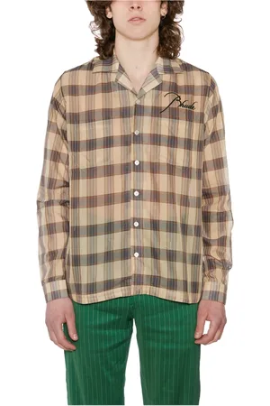 Rhude Koszule, Mężczyzna, brązowy, M, Bawełna, Koszula z Logo z Bawełny