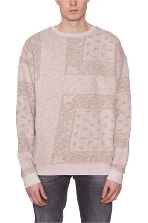 GIORGIO BRATO Bluzy, Mężczyzna, Różowy, L, Bandana Print Crewneck Sweatshirt