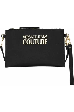 VERSACE Torebki, Kobieta, Czarny, ONE SIZE, Logo Lock Saffiano PU Kopertówka