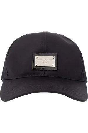 Dolce & Gabbana Akcesoria, Mężczyzna, Czarny, 58 CM, Czarna czapka baseballowa z metalowym logo