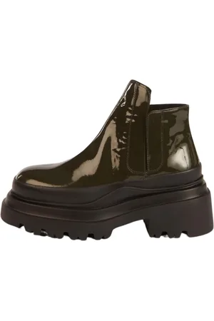 Plan C Buty, Kobieta, Zielony, 37 EU, Masywne Zielone Lakierowane Botki