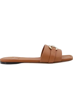 Salvatore Ferragamo Buty, Kobieta, brązowy, 36 1/2 EU, Skóra, Brązowe skórzane sandały z kwadratowym noskiem
