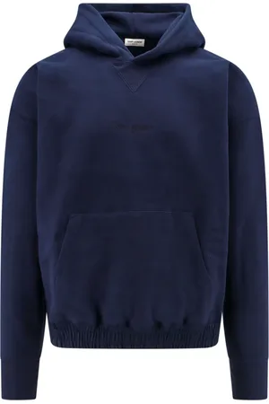 Saint Laurent Bluzy, Mężczyzna, Niebieski, M, Niebieski Sweter z Kapturem i Kieszenią Kangurka