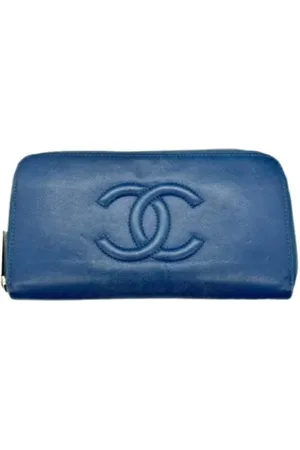 CHANEL Pre-owned, Kobieta, Niebieski, ONE SIZE, Skóra, Pre-owned skórzane portfele