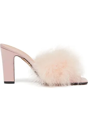 Maison Margiela Buty, Kobieta, Różowy, 36 EU, Bawełna, Różowe sandały z piórami