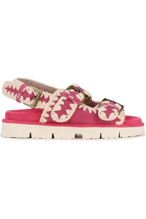 Mou Buty, Kobieta, Różowy, 38 EU, Zamsz, Fuchsia Suede Bio Buckle Sandal