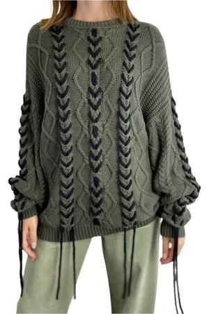 ONE TEASPOON Swetry, Kobieta, Zielony, S, Jersey Coneteaspoon - Khaki z czarnym sznurkiem