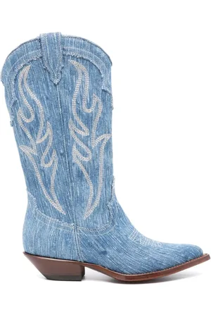 SONORA Buty, Kobieta, Niebieski, 36 EU, Denim, Przezroczyste Niebieskie Texańskie Buty z Denimu
