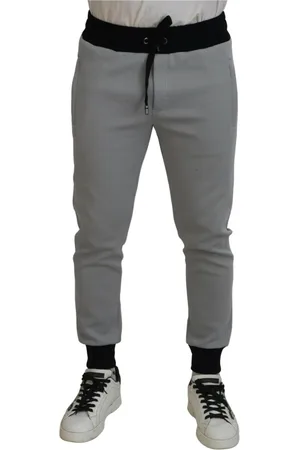 Dolce & Gabbana Spodnie, Mężczyzna, Szary, M, Nylon, Autentyczne Szare Spodnie Jogger z Zapięciem na Sznurek