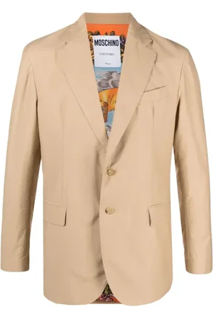 Moschino Kurtki, Mężczyzna, Beżowy, L, Beżowa Kurtka z Bawełnianym Mieszanką i Klapami