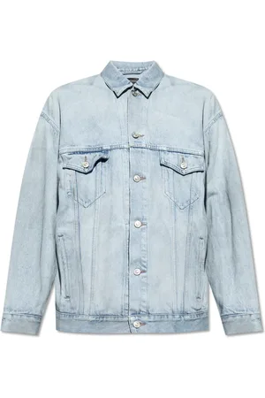 Balenciaga Kurtki, Mężczyzna, Niebieski, S, Len, Kurtka jeansowa