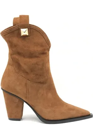 Albano Buty, Kobieta, brązowy, 36 EU, Zamsz, Skórzane Texańskie Buty Damskie