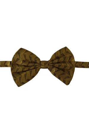 Dolce & Gabbana Akcesoria, Mężczyzna, Żółty, ONE SIZE, Złota Fantazyjna Jedwabna Muszka
