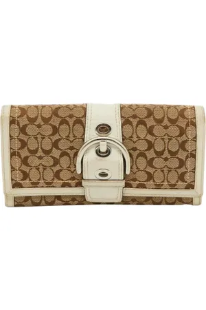 Coach Pre-owned, Kobieta, Beżowy, ONE SIZE, Pre-owned portfele płócienne