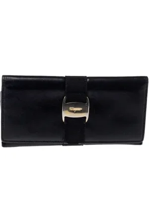 Salvatore Ferragamo Pre-owned, Kobieta, Czarny, ONE SIZE, Len, Pre-owned skórzane portfele