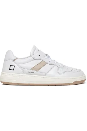 D.A.T.E. Buty, Kobieta, Biały, 36 EU, Skóra, Białe skórzane sneakersy z perforowanym noskiem