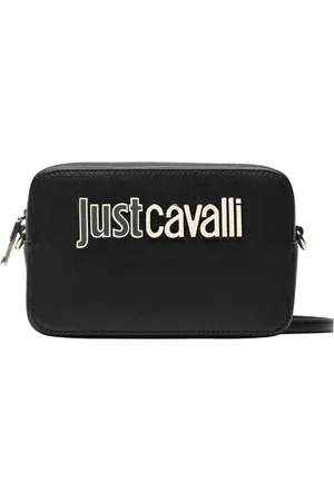Roberto Cavalli Torebki, Kobieta, Czarny, ONE SIZE, Poliester, Damska Torba na Ramię z Metalowym Logo