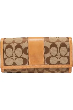 Coach Pre-owned, Kobieta, Beżowy, ONE SIZE, Pre-owned portfele płócienne