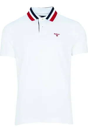 Barbour Koszulki, Mężczyzna, Biały, 2XL, Bawełna, Hawkeswater Tipped Polo z Retro Paskiem
