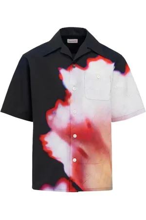 Alexander McQueen Koszule, Mężczyzna, Wielobarwność, M, Solarised Flower Graficzna Koszula do Kręgli