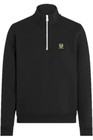 Belstaff Bluzy, Mężczyzna, Czarny, L, Bluza z wysokim kołnierzem i ćwierć-zamkiem błyskawicznym