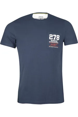 Barbour Koszulki, Mężczyzna, Niebieski, L, Bawełna, SMQ Wing T-Shirt Navy