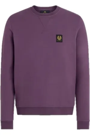 Belstaff Bluzy, Mężczyzna, Fioletowy, L, Bawełna, Klasyczny Dark Garnet Sweter z Bawełną Bouclé