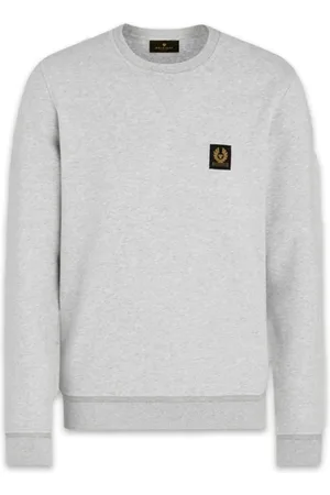 Belstaff Bluzy, Mężczyzna, Szary, M, Bawełna, Klasyczny Bawełniany Sweter z Szyciem V