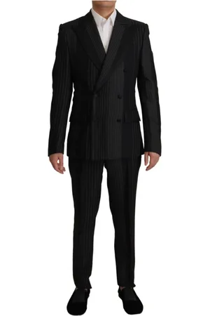 Dolce & Gabbana Garnitury, Mężczyzna, Czarny, M, Rayon, Czarno-Białe Paski Formalny Dwuczęściowy Garnitur z Rayonu