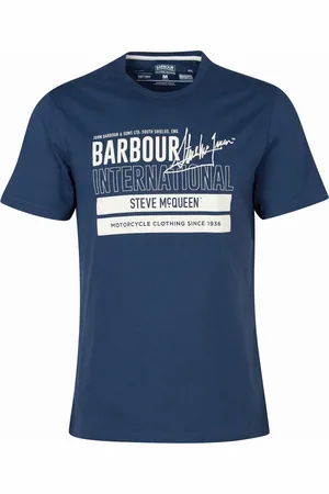 Barbour Koszulki, Mężczyzna, Niebieski, M, Bawełna, Koszulka z grafiką Stevea Mc Queena