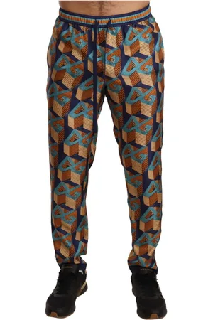 Dolce & Gabbana Spodnie, Mężczyzna, Wielobarwność, S, Wzorzyste Jedwabne Spodnie Jogger