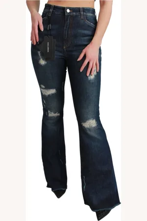 Dolce & Gabbana Jeansy, Kobieta, Niebieski, XS, Denim, Niebieskie Dżinsy z Rozszerzanymi Nogawkami i Elastycznym Materiałem