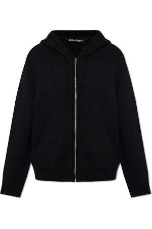 Palm Angels Swetry, Mężczyzna, Czarny, S, Wełna, Wełniana Bluza z Kapturem
