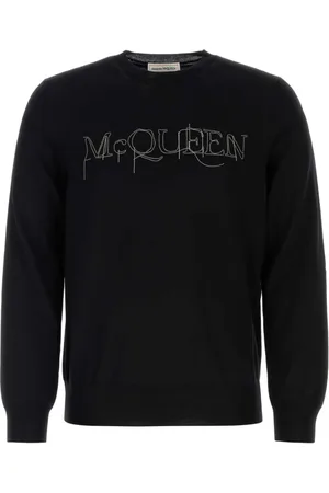 Alexander McQueen Swetry, Mężczyzna, Czarny, M, Czarny wełniany Sweter