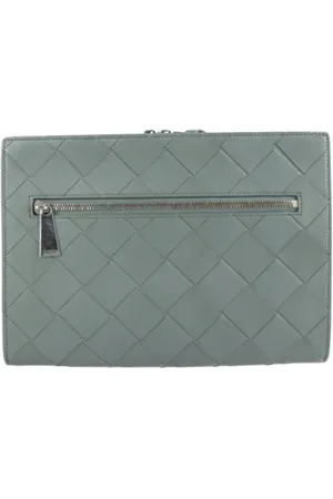 Bottega Veneta Pre-owned, Kobieta, Szary, ONE SIZE, Skóra, Używana Szara Skórzana Kopertówka Bottega Veneta