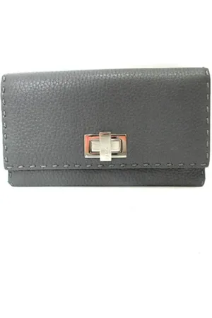 Fendi Pre-owned, Kobieta, Szary, ONE SIZE, Pre-owned skórzane portfele