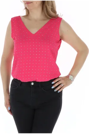Gaudi Koszulki, Kobieta, Różowy, S, Fuchsia Top z Dekoltem w Serek