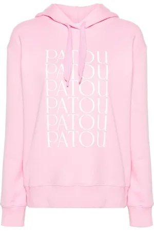 Patou Bluzy, Kobieta, Różowy, M, Różowy Sweter z Kapturem i Nadrukiem Logo