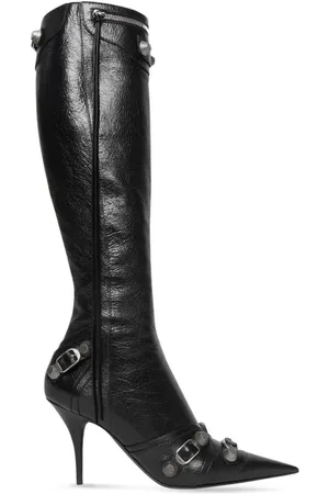 Balenciaga Buty, Kobieta, Czarny, 40 EU, Len, Czarne Cagole 90mm Kozaki