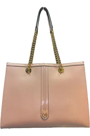 Pollini Torebki, Kobieta, Beżowy, ONE SIZE, Nude Torba na Ramię z Wstawkami z Lakieru i Złotym Metalowym Logo
