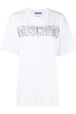 Moschino Koszulki, Kobieta, Biały, S, Damska koszulka z okrągłym dekoltem